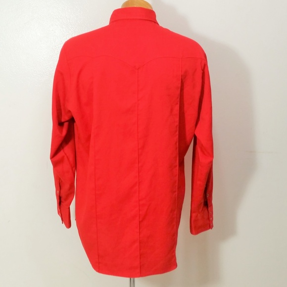 Men's VTG Sears Red Cowboy Western Shirt Snaps - Picture 6 of 9